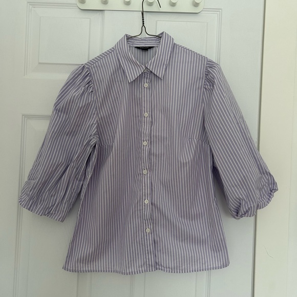 RW&CO. Lavender and White Striped Button-Down Shirt - Picture 2 of 7